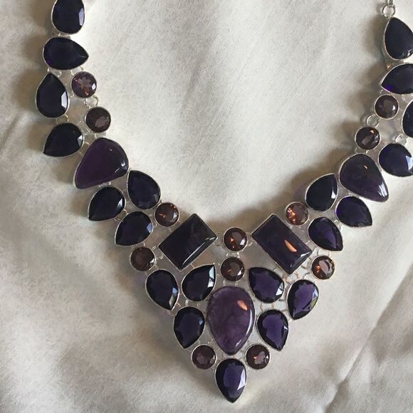NWOT. Sterling Silver Sage Amethyst Adj. Necklace - Picture 1 of 16